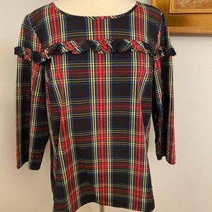 Talbots L Women's Tartan Plaid Popover